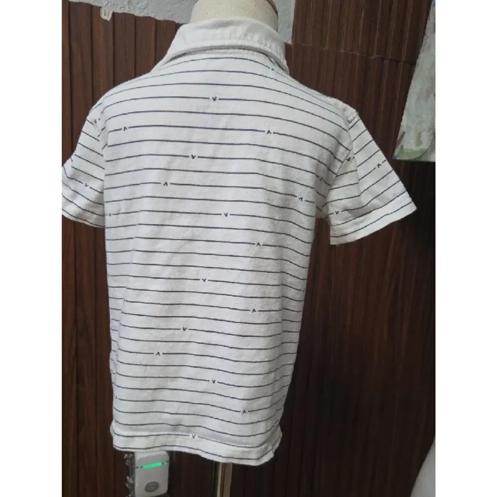 jumping beans White Striped Polo with Mickey Graphic